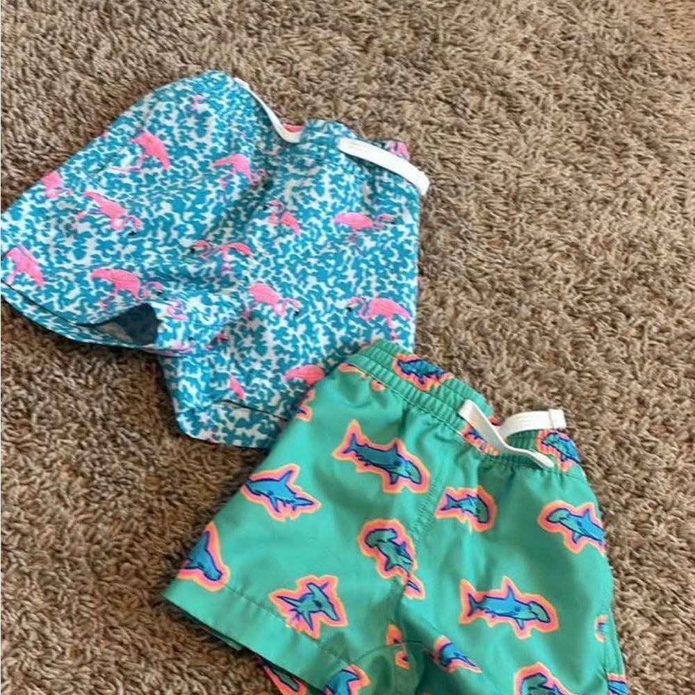 Chubbies Kids Shark Print Swim Trunks - Teal and Aqua